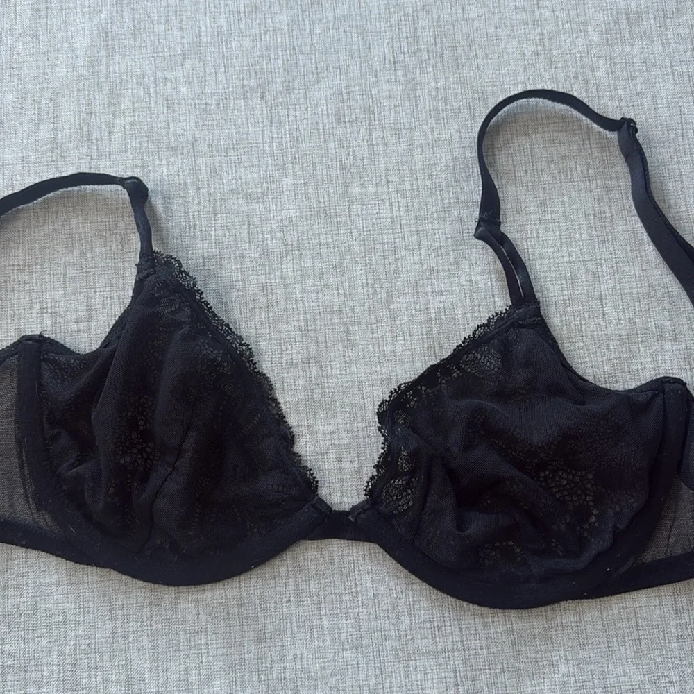 Victoria's Secret Unlined Black Underwire Lace Demi Bra size 36C
